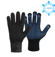 Одинарные полушерстяные перчатки, с внутренним начёсом (50% шерсть + 50% акрил) (утепляющие вкладыши), с ПВХ «Точка», 10 класс, чёрные